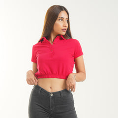 Fibr- Infinite Polo Crop Top Red