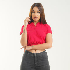 Fibr- Infinite Polo Crop Top Red