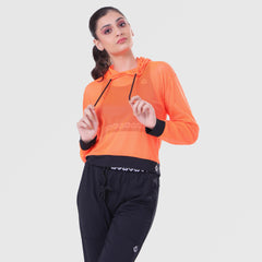 FIBR LOOSE FIT MESH HOODIE- Neon Orange