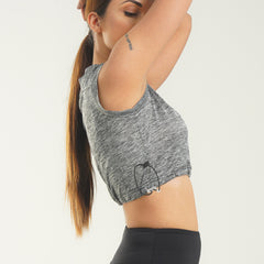 FibR - Pro Crop Top Sleeveless Grey mélange