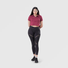 Fibr - Mesh Polo Crop Top MAROON