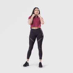 Fibr - Mesh Polo Crop Top MAROON