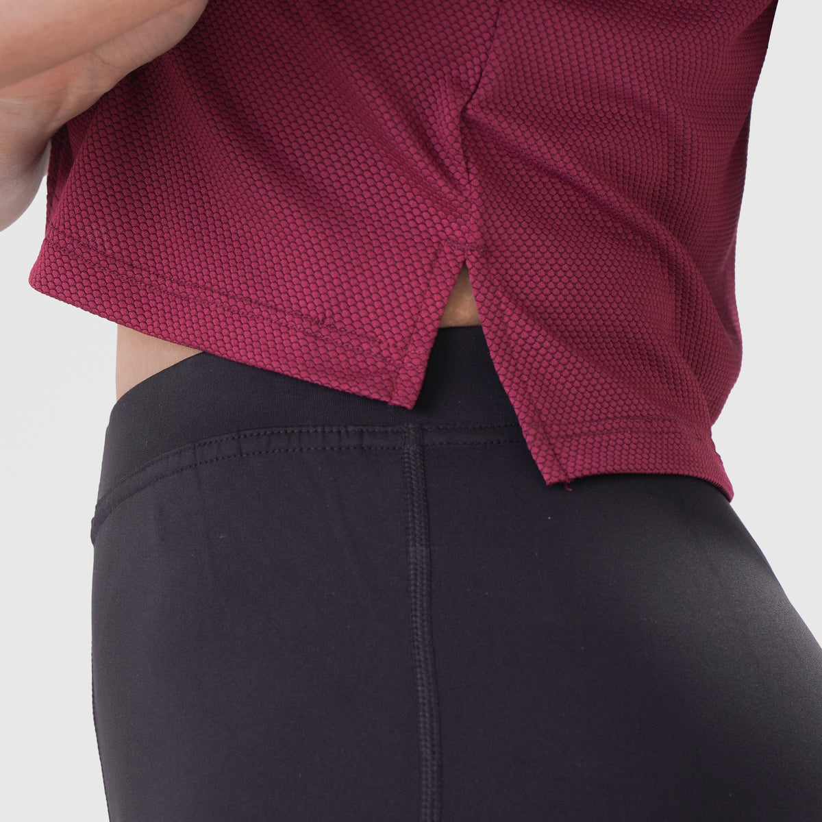 Fibr - Mesh Polo Crop Top MAROON