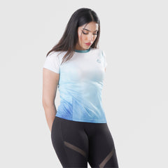 Fibr- Performance Pro Shirt WHITE AND CYAN OMBRE