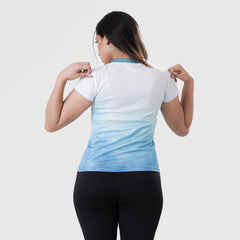 Fibr- Performance Pro Shirt WHITE AND CYAN OMBRE
