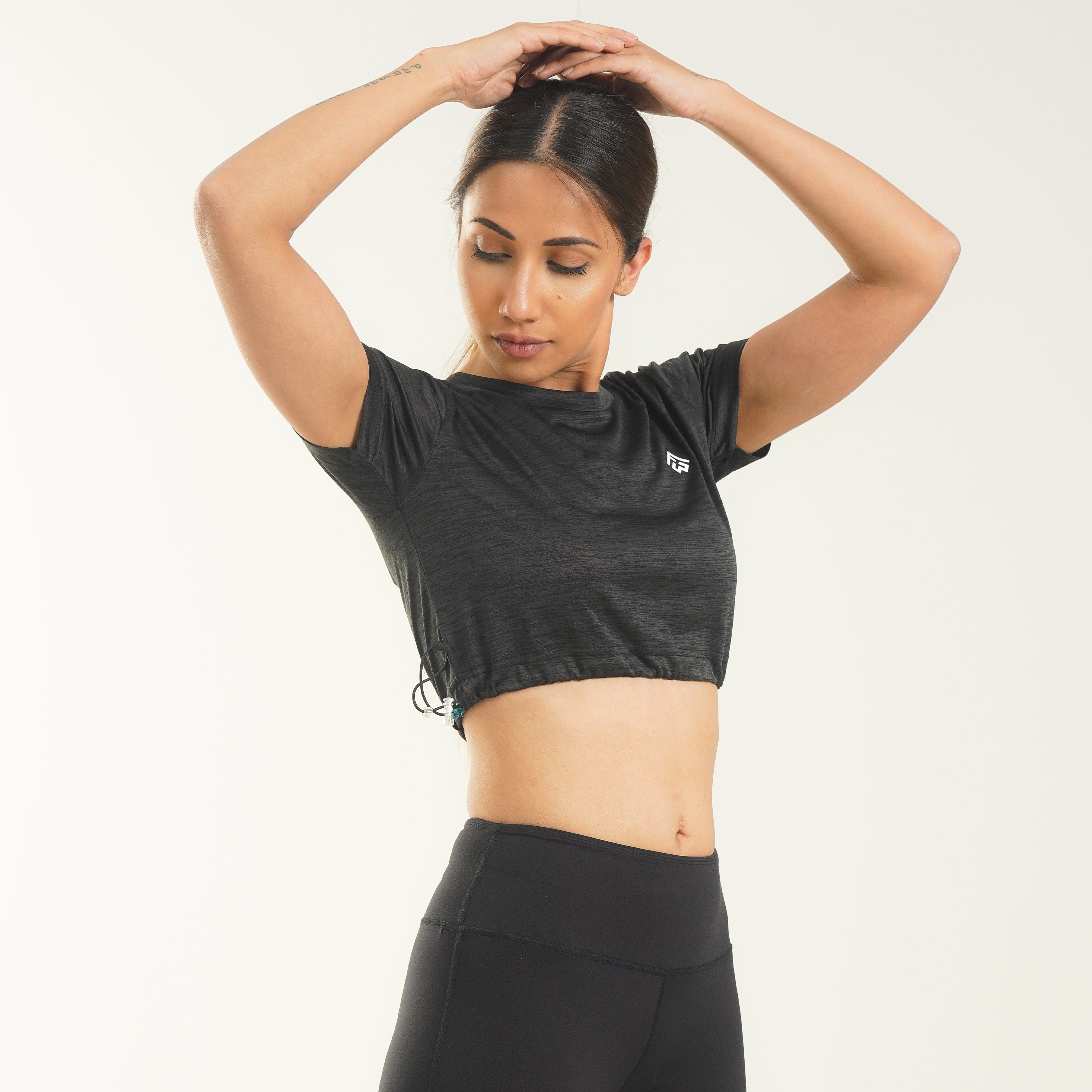 FibR - Pro Crop Top Black mélange