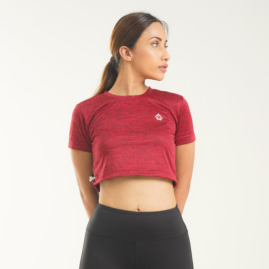 FibR - Pro Crop Top Red mélange