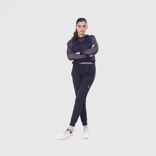 FIBR LOOSE FIT MESH HOODIE - Navy