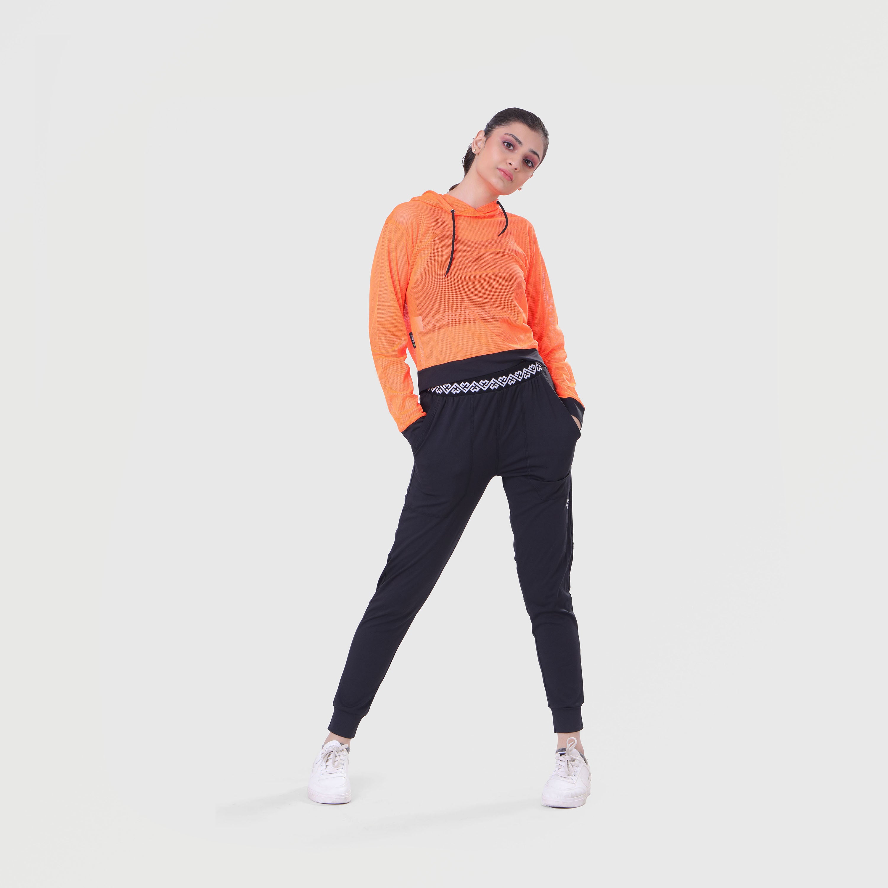 FIBR LOOSE FIT MESH HOODIE- Neon Orange