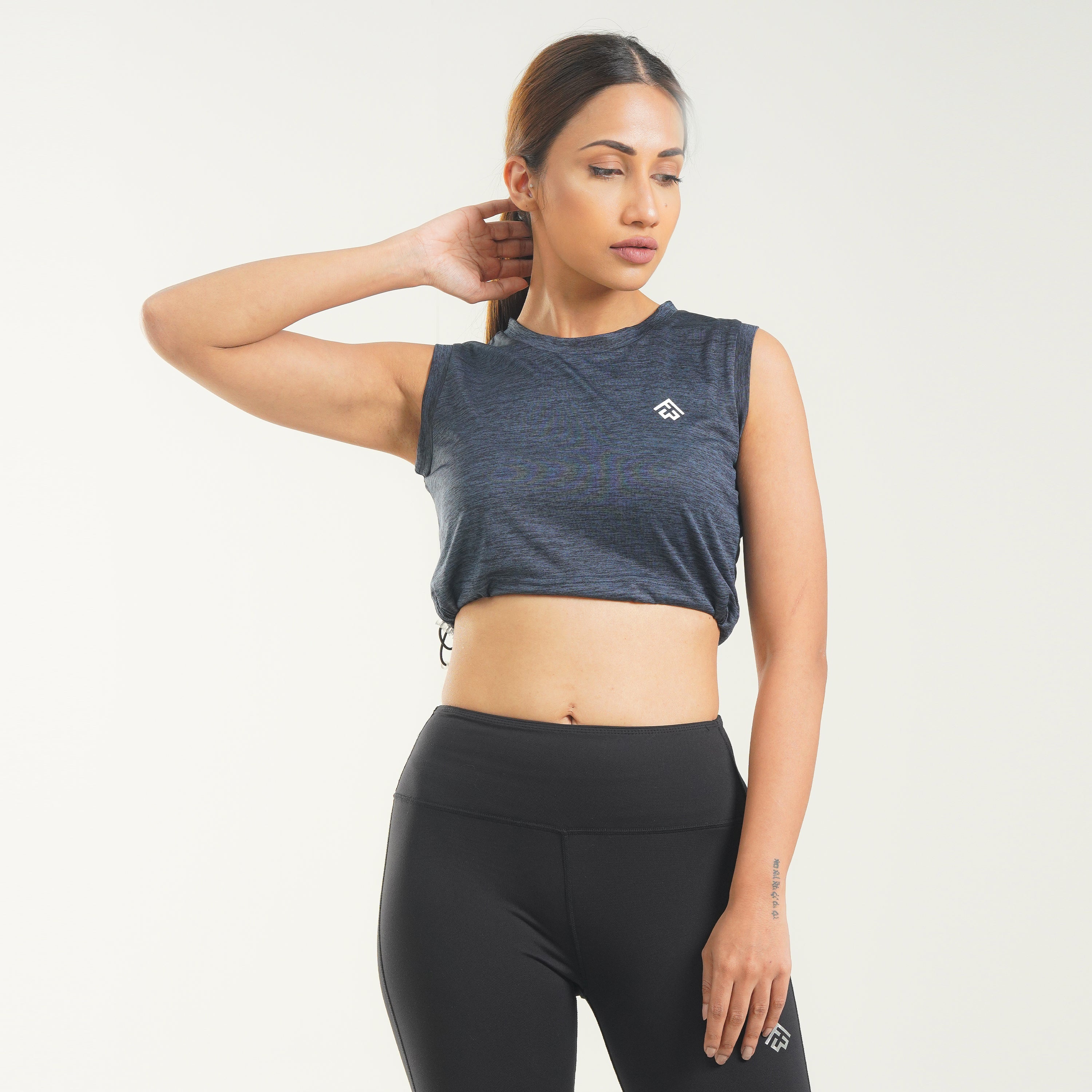FibR - Pro Crop Top Sleeveless Navy mélange