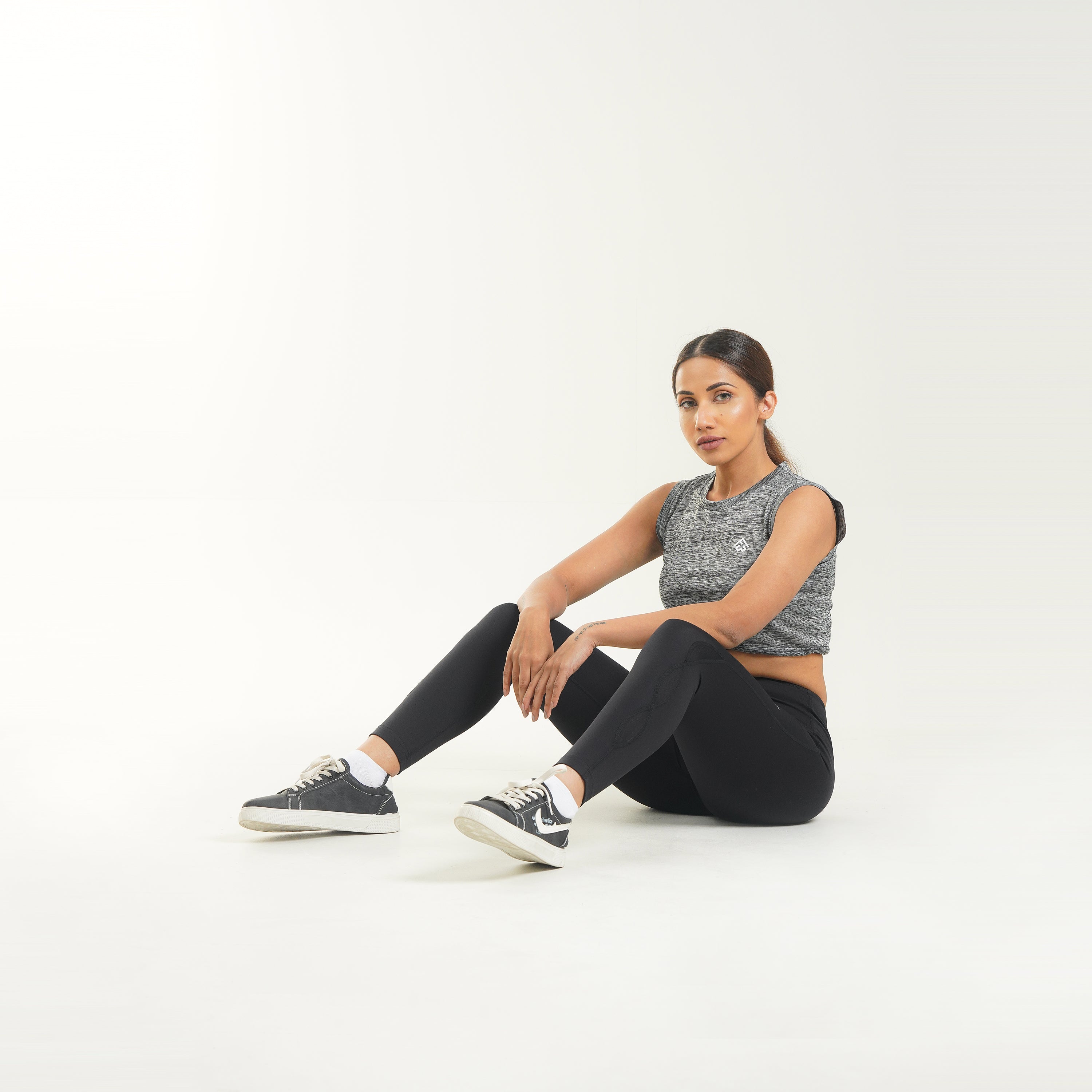 FibR - Pro Crop Top Sleeveless Grey mélange