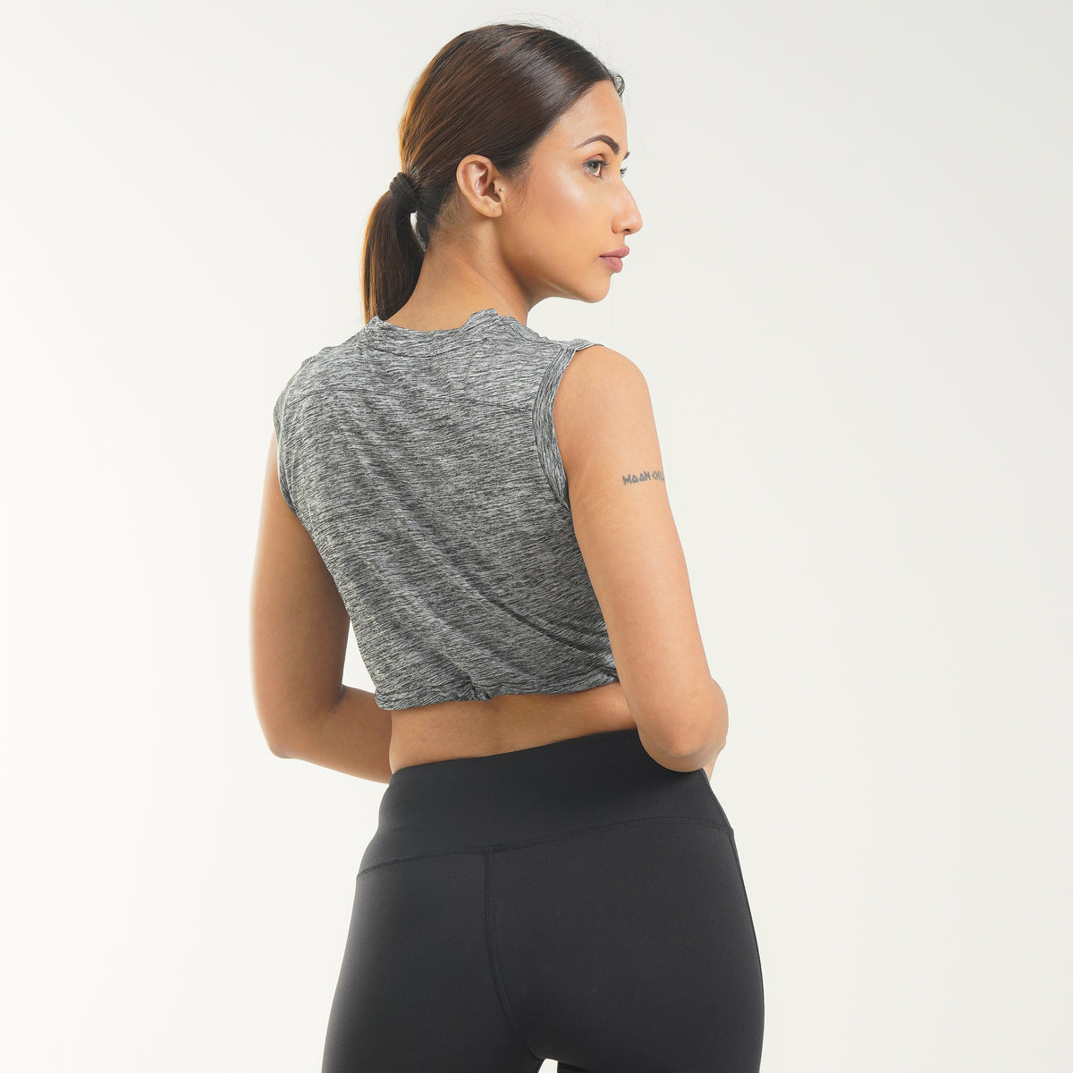 FibR - Pro Crop Top Sleeveless Grey mélange