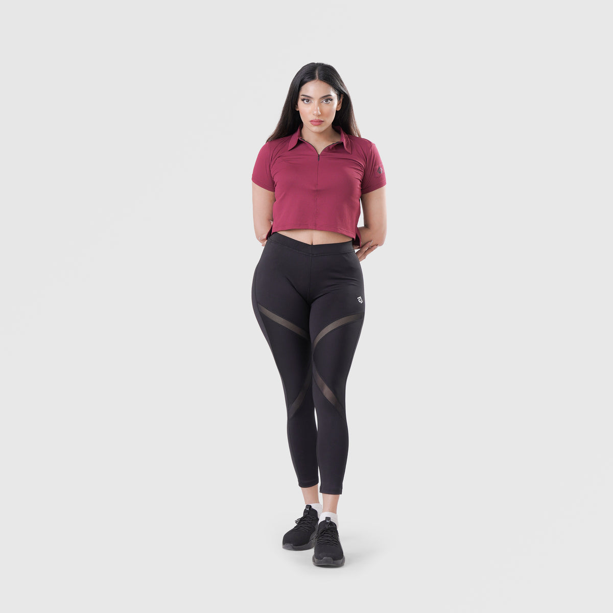 Fibr - Mesh Polo Crop Top MAROON