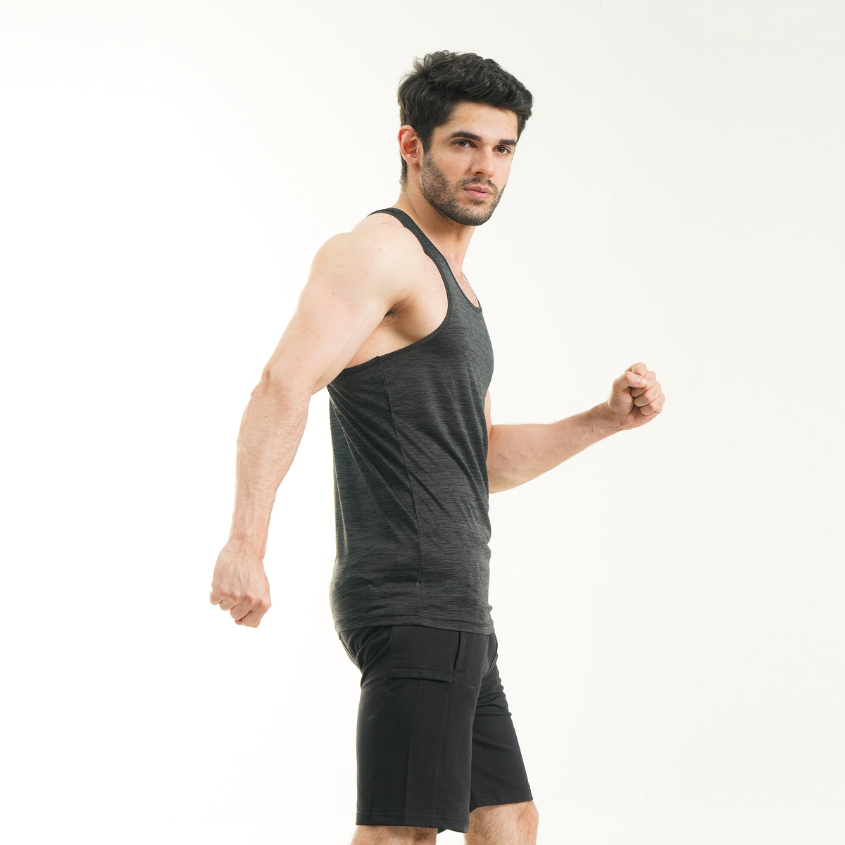 Fibr -Fundamental Tank Top Black Mélange