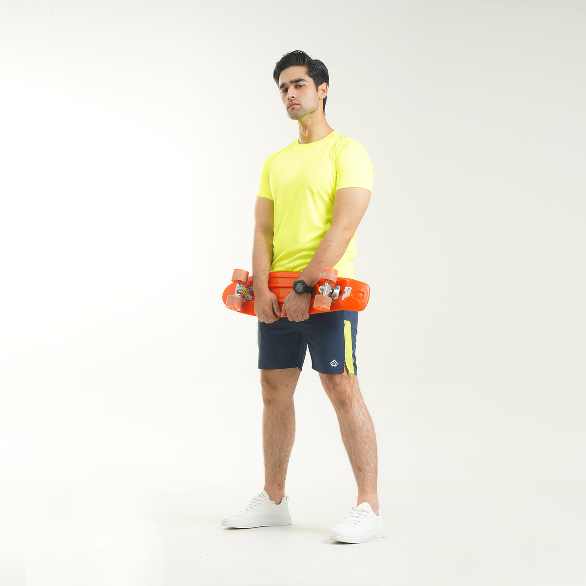 Fibr- Flex Shorts - Navy/Neon Yellow