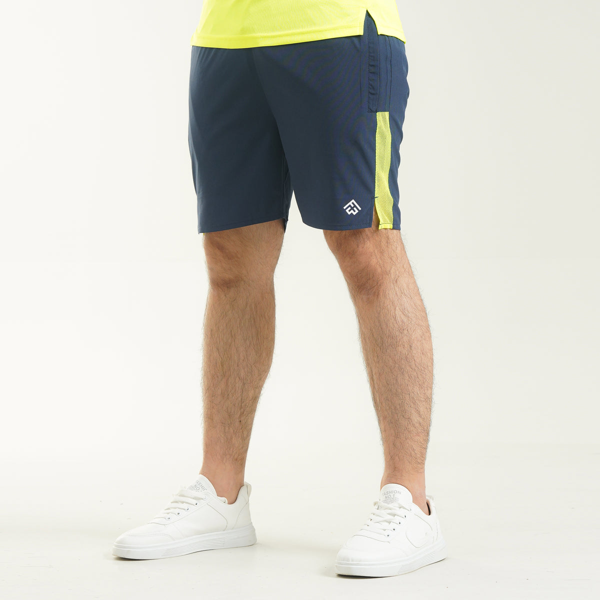 Fibr- Flex Shorts - Navy/Neon Yellow