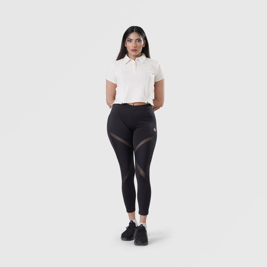Fibr- Fit Flex Polo Crop Top OFF WHITE